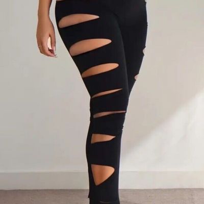 Sexy Stretchy Cut Up Legging Pants Activewear Party Casual XXL Ships Fast!